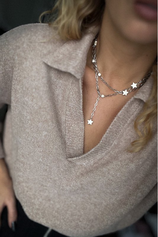 Reguliuojamo ilgio grandinėlė su šviesiom Hovlito žvaigždutėm 2