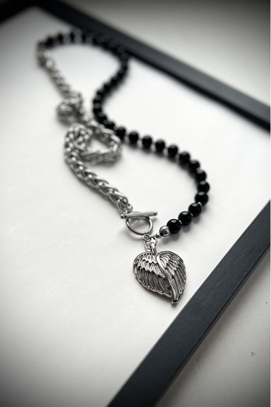 Onikso/grandinėlės vėrinys "Angelo sparnai"