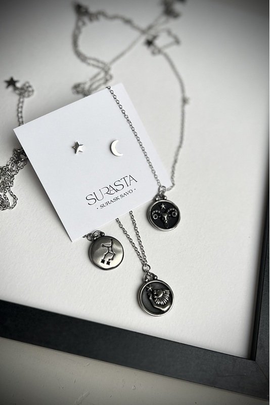 Grandinėlė su zodiako ženklo pakabuku +DOVANA auskarai