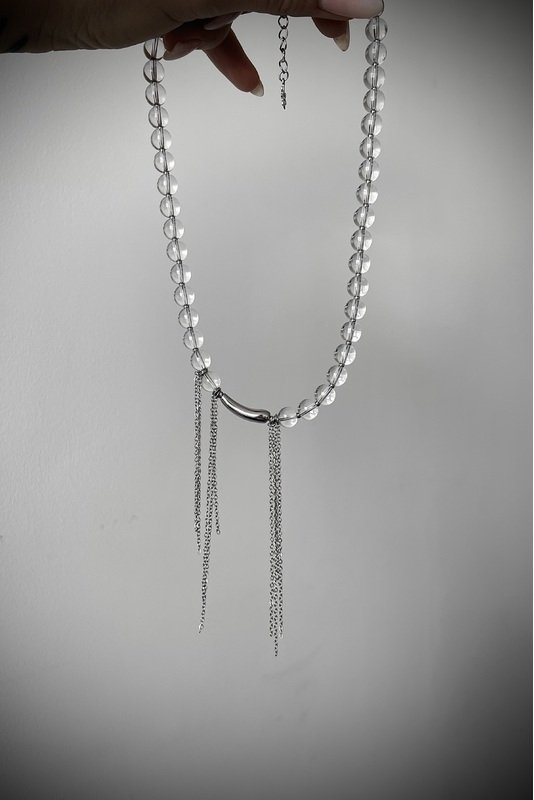 Kalnų krištolo vėrinys su grandinėlių akcentine detale 2