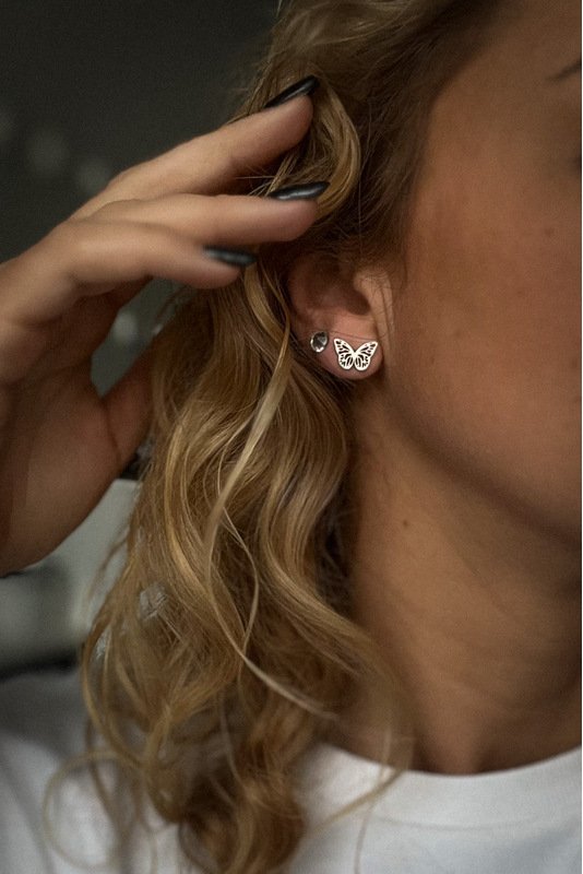 Nerūdijančio plieno auskarai "Drugelis" 1