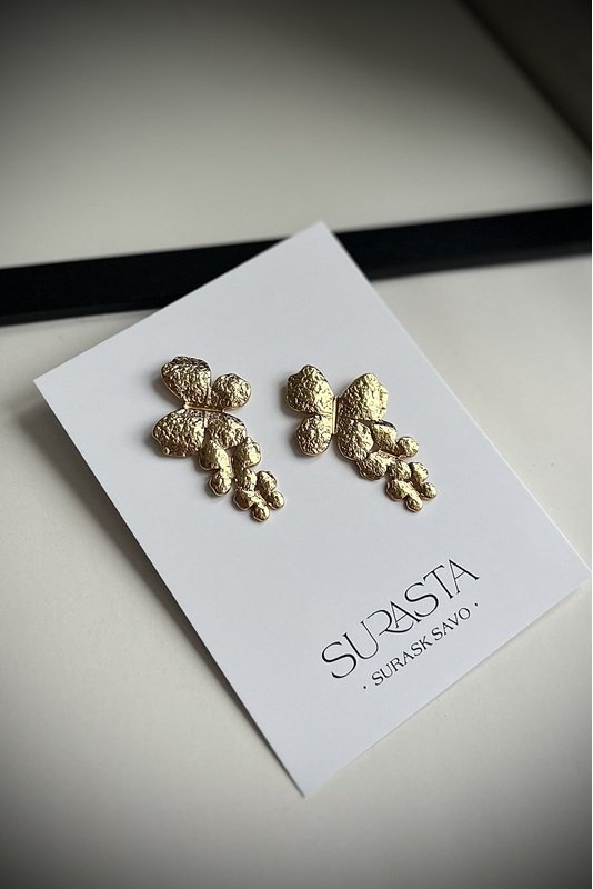 Nerūdijančio plieno auskarai "Aukso drugiai" 1