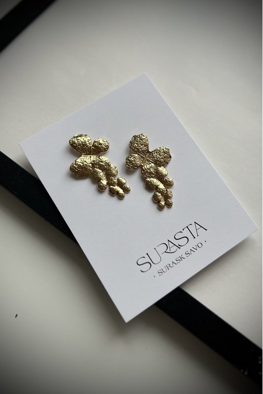 Nerūdijančio plieno auskarai "Aukso drugiai" 2