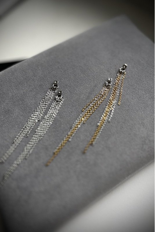 Auskarų užsegimai su grandinėlėmis