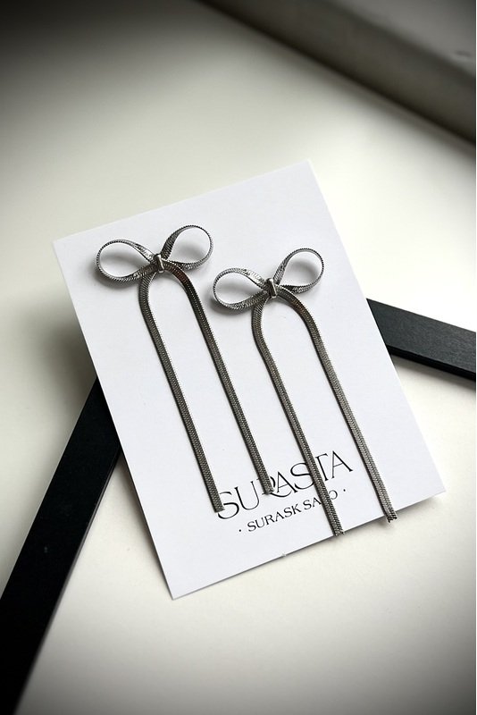 Nerūdijančio plieno auskarai "Grandinėlės kaspinėliai" 2