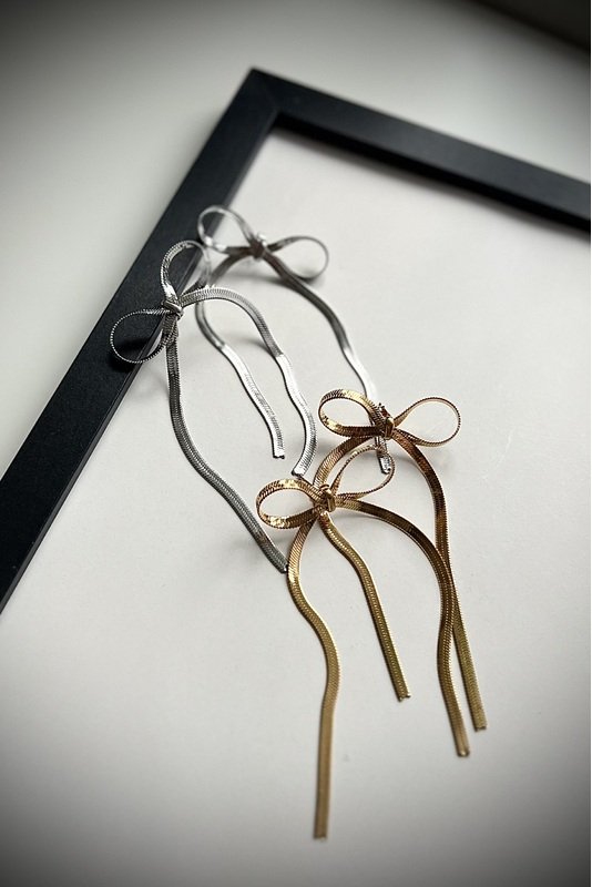 Nerūdijančio plieno auskarai "Grandinėlės kaspinėliai"