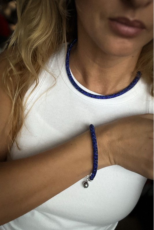 Stiklo kristaliukų vėrinys +DOVANA apyrankė 3