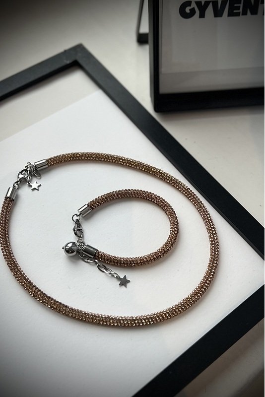 Stiklo kristaliukų vėrinys +DOVANA apyrankė 5