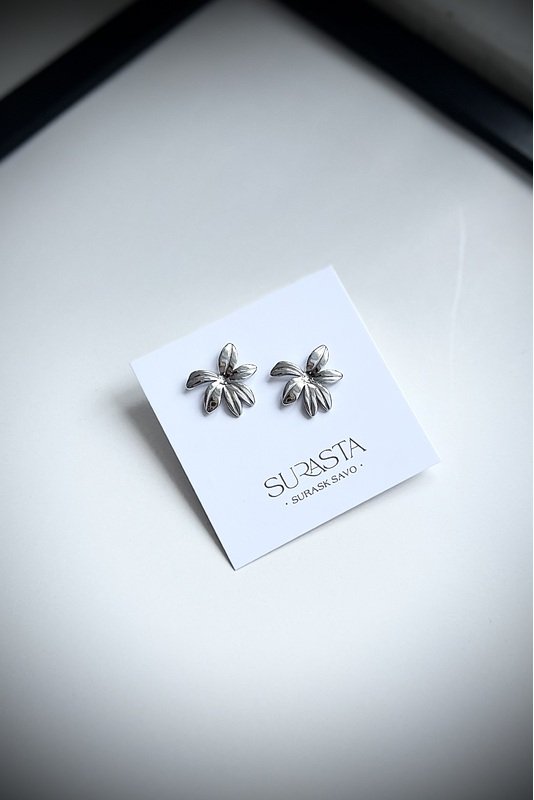 Nerūdijančio plieno auskarai "Sidabro lapeliai"