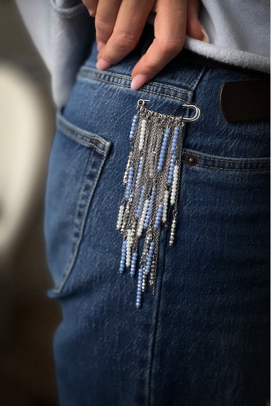 Segė - žiogelis "Stiklo varvekliai" - žydra