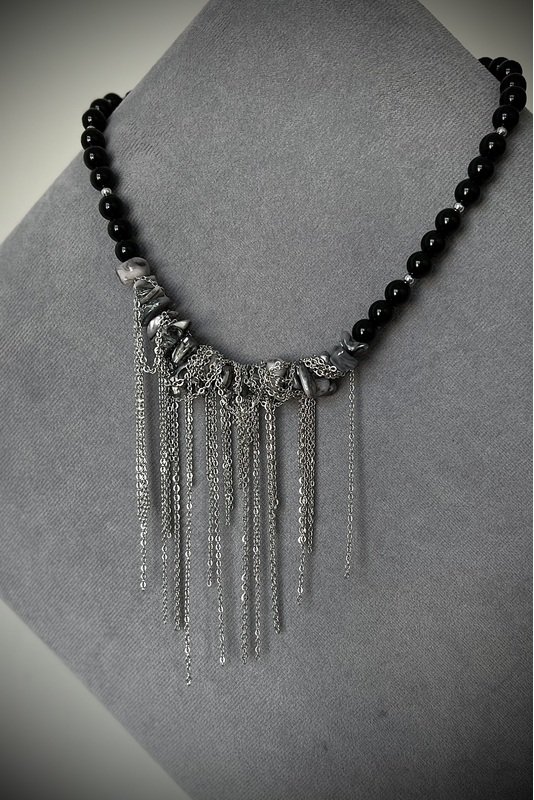 Onikso vėrinys su Kriauklės ir grandinėlių akcentu 1