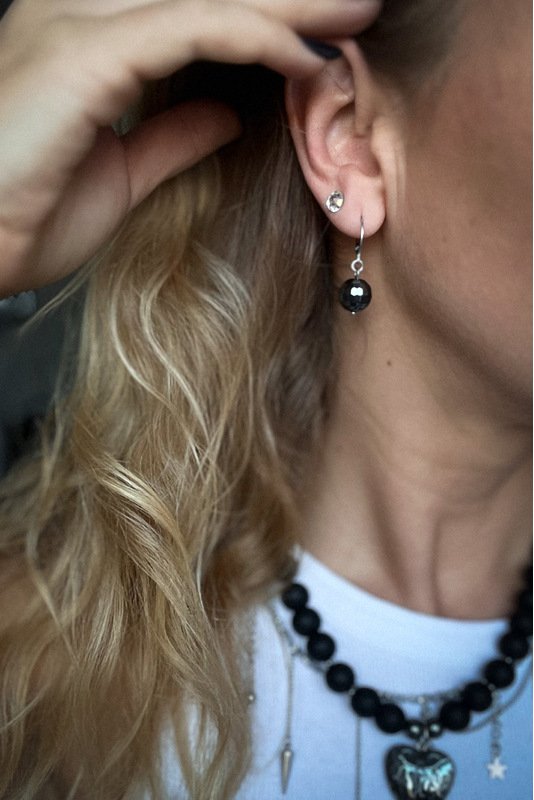 Kalnų krištolo/Hematito auskarai 2