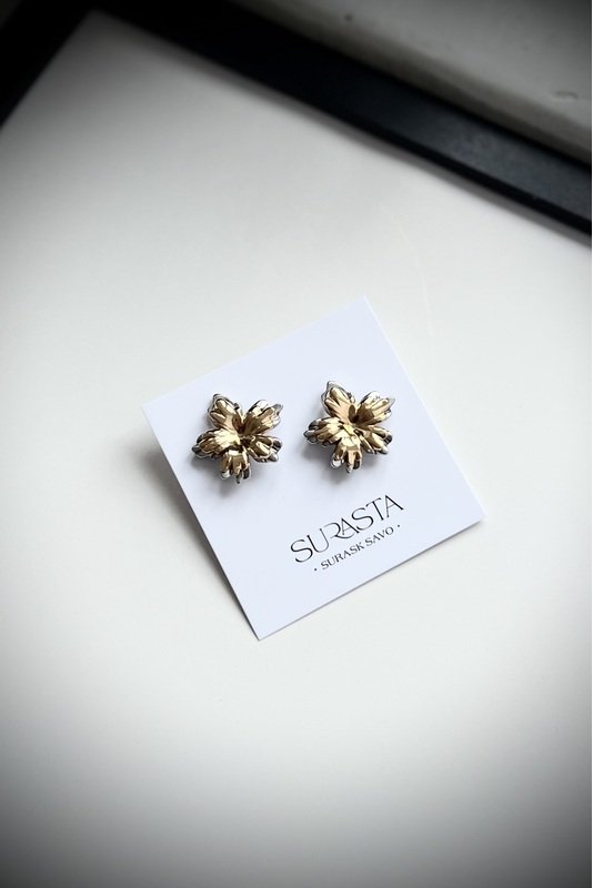 Nerūdijančio plieno auskarai "Aukso/sidabro gėlė" 2