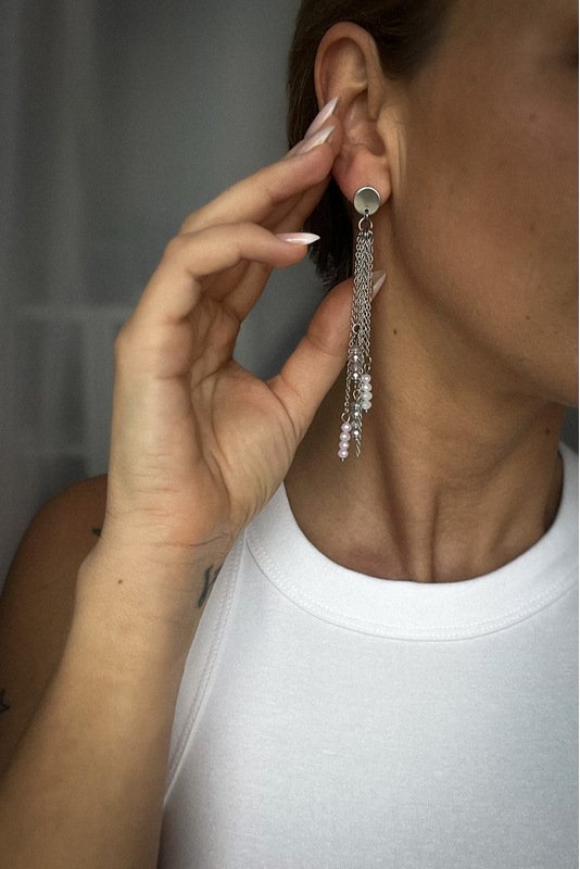 Auskarai "Grandinėlės/karoliukai" 1