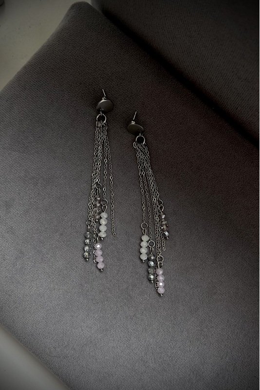 Auskarai "Grandinėlės/karoliukai"