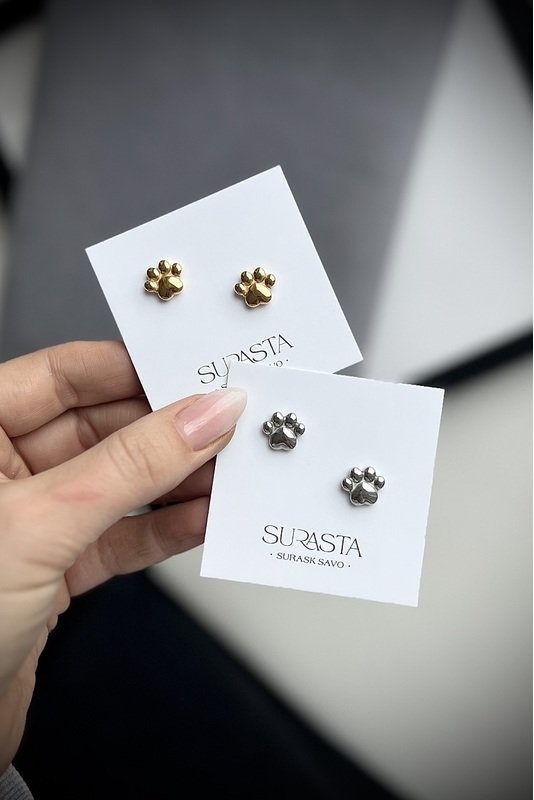 Nerūdijančio plieno auskarai "Pėdutės"