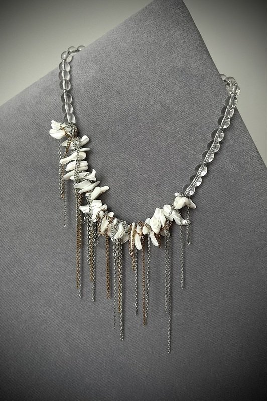 Stiklo vėrinys su Kriauklės ir grandinėlių akcentu 2