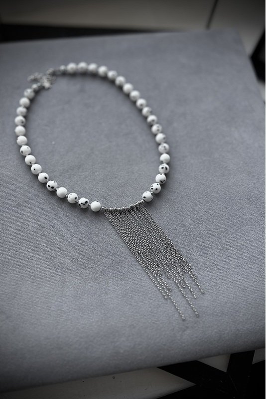 Žadeito vėrinys su grandinėlių akcentine detale 1