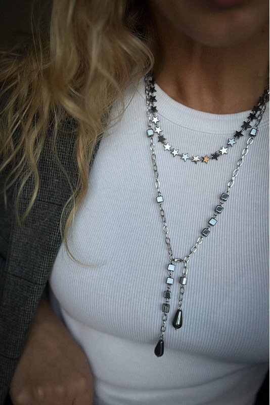 Reguliuojamo ilgio grandinėlė su pilku Hematitu 2