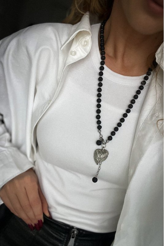 Lavos/Hematito vėrinys "Angelo sparnai"  1