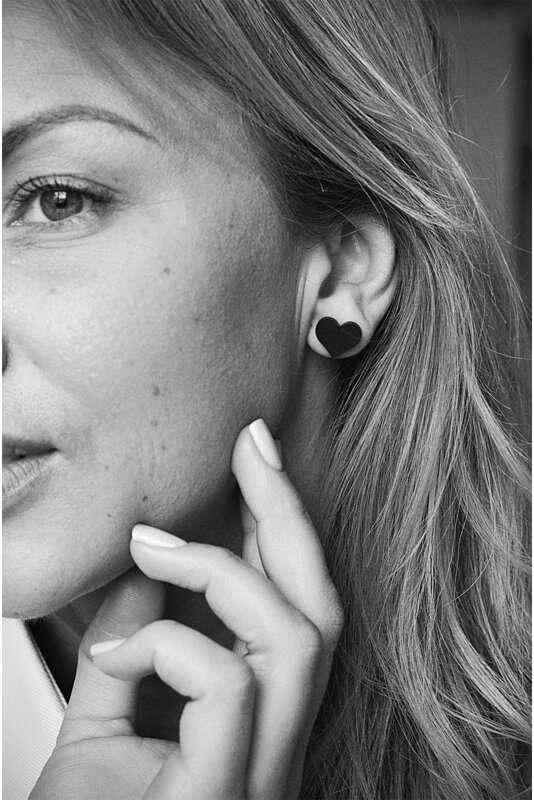 Organinio stiklo auskarai ''MINI širdelės''